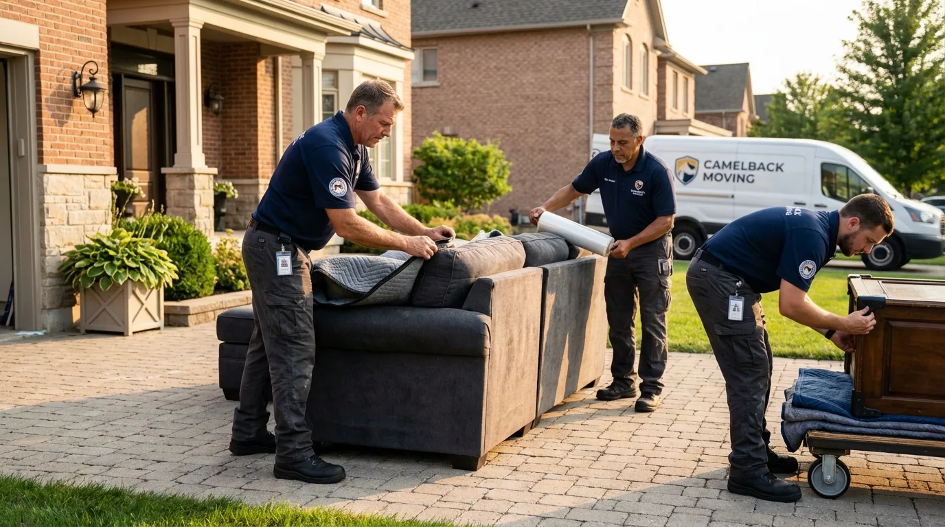 Large estate moving crew wrapping furniture in Trenton, NJ