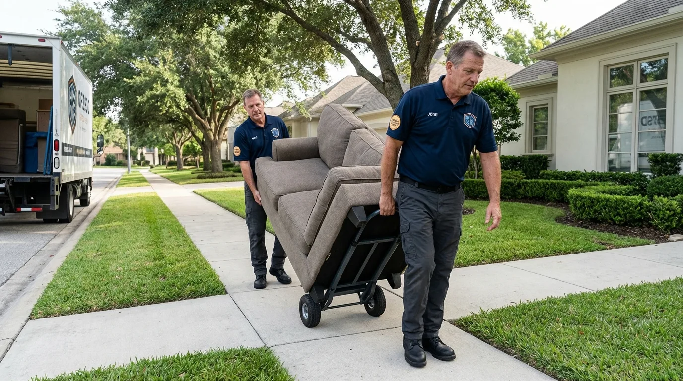 Local residential moving crew loading furniture in Trenton, NJ